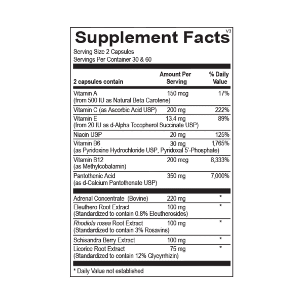 AdrenForte_kanodiaMD, image of supplement product facts.